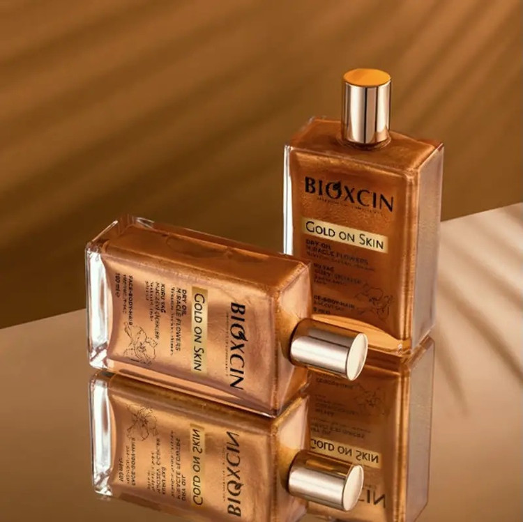 روغن مرطوب کننده و شاین صورت و بدن و مو مدل Gold On Skin حجم 100 میل اصل و اورجینال واردات قانونی از منطقه آزاد ارس